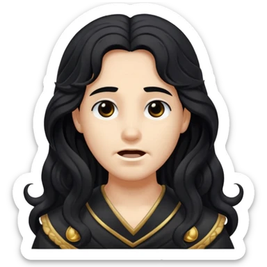 Pluto from The Olympians with long black wavy hair, black stola sticker