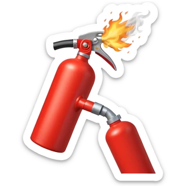 A hand holding Fire extinguisher and extinguishing the fire, no man sticker