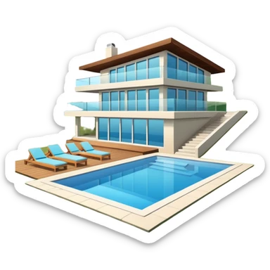 modern house on the hill, with a pool sticker