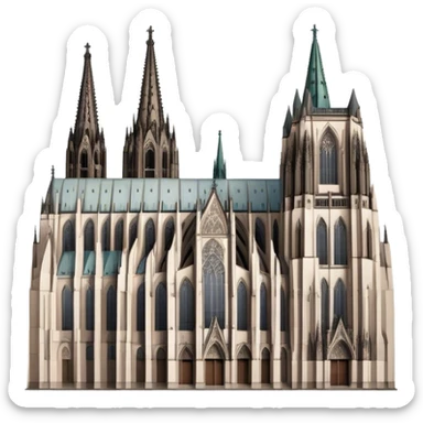 Cinematic Realistic Cologne Cathedral Landmark Emoji, showcasing Gothic architecture rendered with detailed stone textures and majestic, dynamic lighting. sticker