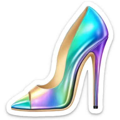 Realistic isolated top view of a pair of iridescent jimmy Choo stiletto high heel shoes. sticker