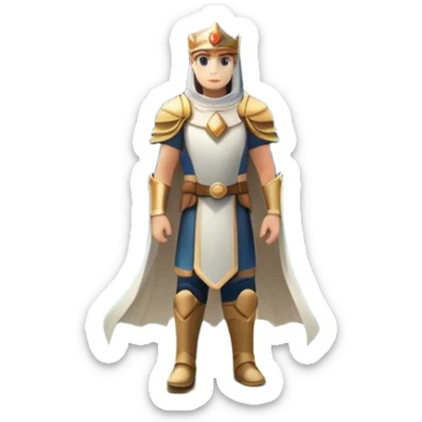 An icon featuring a hero with a closed visor, standing in a majestic, mystical landscape, inspired by RPGs like Elden Ring. The design includes a stunning, ethereal background with towering castles and distant mountains, symbolizing the adventure and mystery. Transparent background sticker