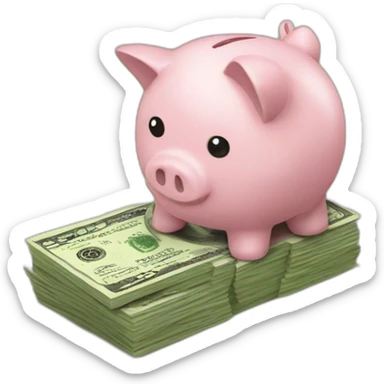 piggybank sitting on money  sticker