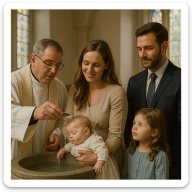 baptism with a family watching sticker