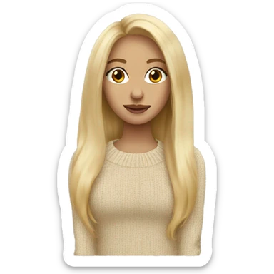 Blonde long hair women beige sweater sticker
