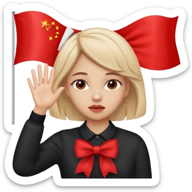 👧🏼🙈🎀🚩 sticker