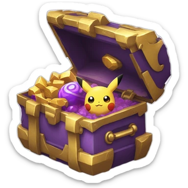 Pokemon Game LootCase Purple Chaotic Color Rich Treasure Legendary Epic Items and Pokemons Inside sticker