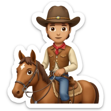 A realistic cowboy riding a horse sticker