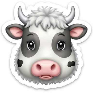 Spotted grey fluffy cow sticker