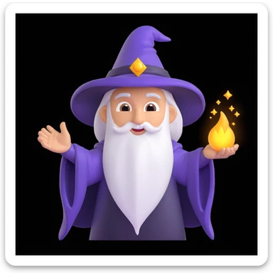 fantasy wizard emoji character, detailed digital art, vibrant colors, magical glowing effects, mystical background, whimsical style, high resolution, cinematic lighting, 3D cartoon rendering, centered composition, concept art, trending on ArtStation, 8K sticker