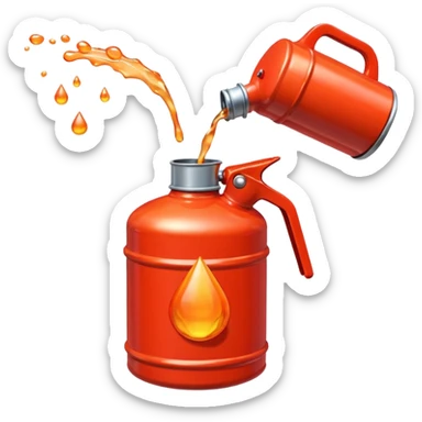 simple red gasoline canister plain pouring orange drops sticker