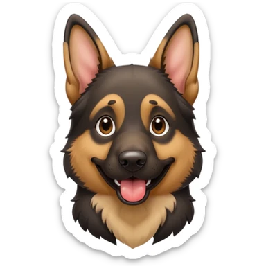 cartoon style dark German Shepherd dog with longer tongue hanging out  sticker