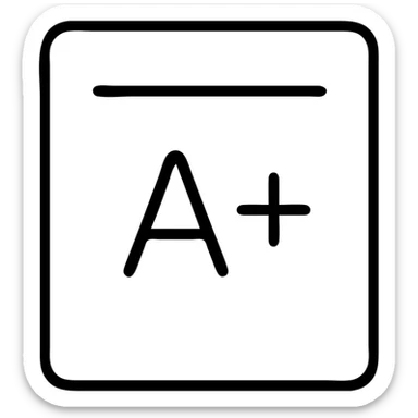 A+ grade on a school report, simple black outline, minimalistic, clean design sticker