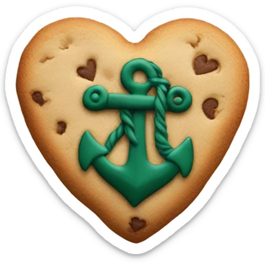 cookie heart with dark green anchor sticker