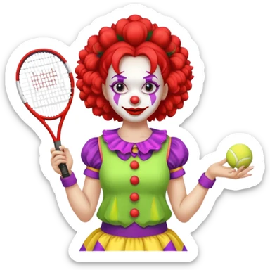 tennis player female clown child sticker