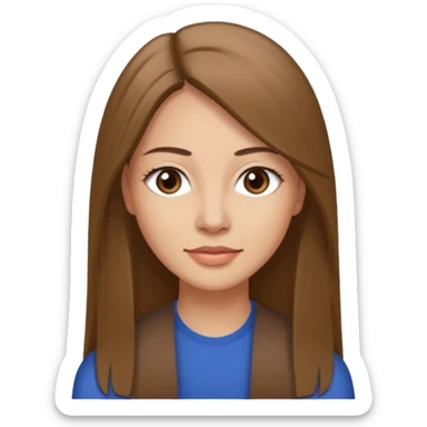 a woman in her 30´s, light skin with medium brown straight hair, long hair. Gray eyes. No eyeglasses. sticker