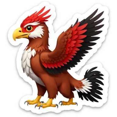 A red-brownish, white, and black gryphon, full body sticker