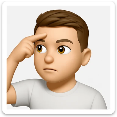 Based on these photos, make an emoji with facial features preserved, a man in a white T-shirt, looking into the distance sticker