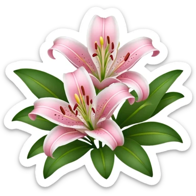 lilies pink & white flower sticker