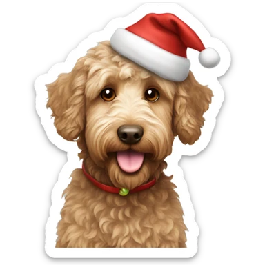 australian labradoodle with Christmas hat sticker