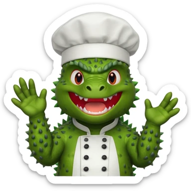 Godzilla with a chef hat sticker