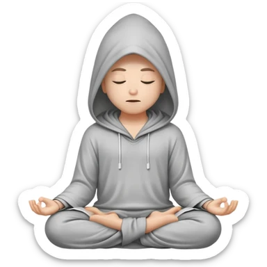 Person wearing hood meditating sticker