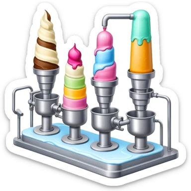 Ice cream factory with machines and production lines sticker