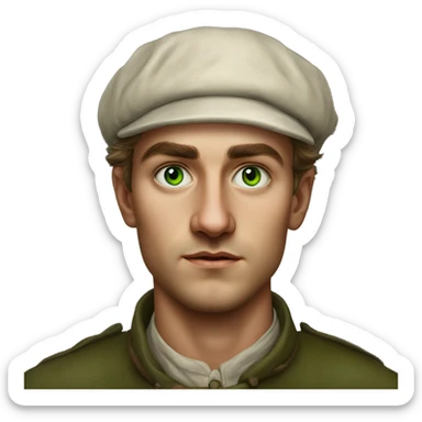 25 year old green eyed peasant during the 1917 revolution in russia photorealistic serious sticker