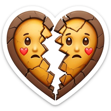 brown heart broken into two pieces sticker