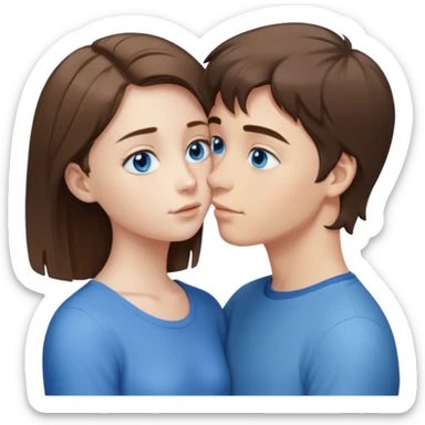 tall pale boy with blue eyes and medium length hair kissing a short girl with blue eyes and light brown shoulder length hair  sticker
