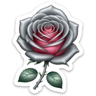 metallic gray chrome minimalistic rose sticker