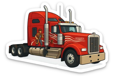 Изометрическая модель американского трака, слегка мультяшная стилистика, прозрачный фон sticker