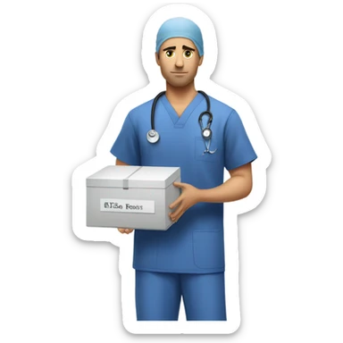 White guy who is a doctor getting rid of a box of taekwondo trophies sticker