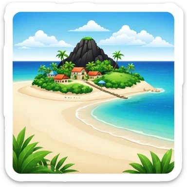 attractive island  with a beach and infrastructure  sticker