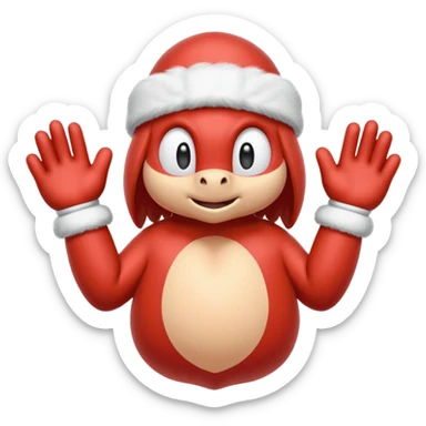 Sonic the hedgehogs friend knuckles a red animal with peach arms and white gloves sticker
