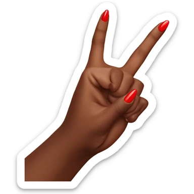 woman hand pointing index finger, red nail varnish.  sticker