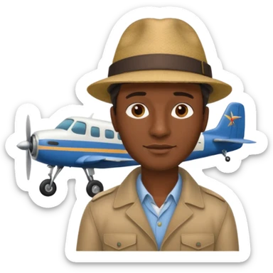 Visage homme créole réunionnais avec chapeau arrive avion sticker
