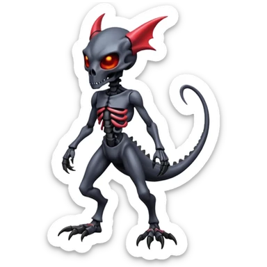 Shiny Futuristic Badass Demonic Spectral Dusky Spooky Skull-faced Cool Hot Stylish Handsome Alien-Salandit-Darkrai-Genesect-Fakémon-fusion (full body) sticker