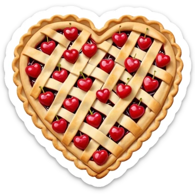 cherry pie heart shape sticker
