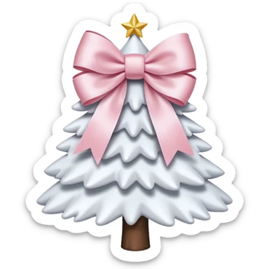 Cute light pink bow sitting on top of a white Christmas tree sticker