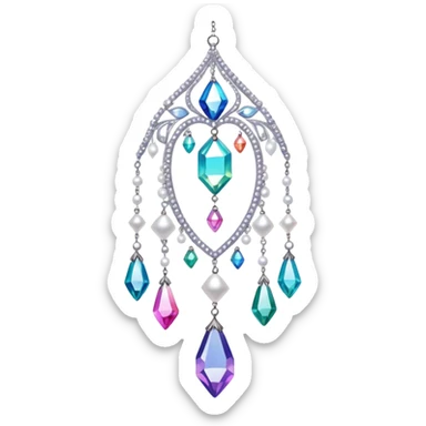 Iridescent big giant glistening glossy sparkly shiny glittery hanging crystals pearls and beads and gemstones decorations sticker