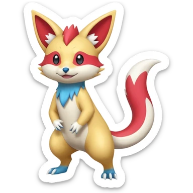 Colorful Painted Asian Cartoony Anime-styled Sneasel-Buizel-Zangoose-hybrid-fusion, full body sticker