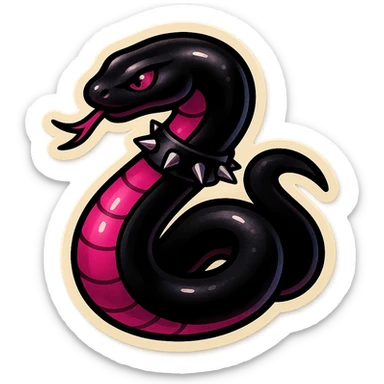 gothic snake black and pink with spiked collar retro stickers style sticker