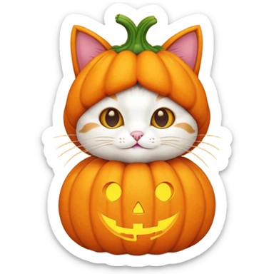 Cute cat in a pumpkin costume  sticker