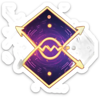 Design a dynamic repeat symbol with glowing arrows in a loop, set against an abstract, technological background. sticker