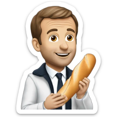 Emmanuel Macron eat a baguette sticker