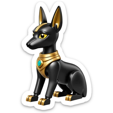  Short-eared Lego Black fur gold robot beautiful female anubis puppy statue posed  sticker