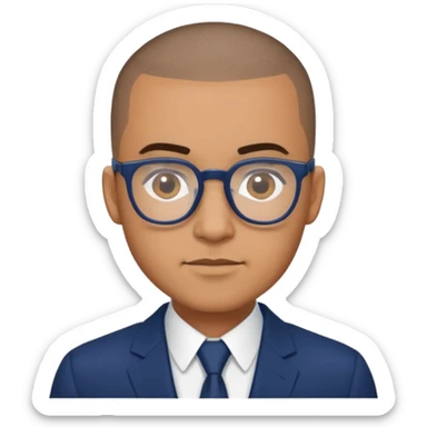Buzz cut Latino with glasses and dark blue suit  sticker
