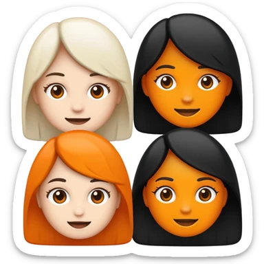 Please create an emoji with the text "Hey, girls" . Main colors: black, white, orange sticker