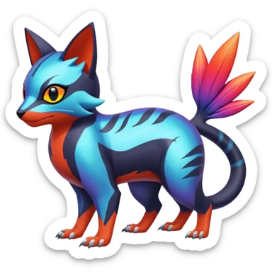  exotic tropical cyber-Sleuth-Litten-Linoone-Noibat-Fakémon-Pokémon-Vernid-creature sticker